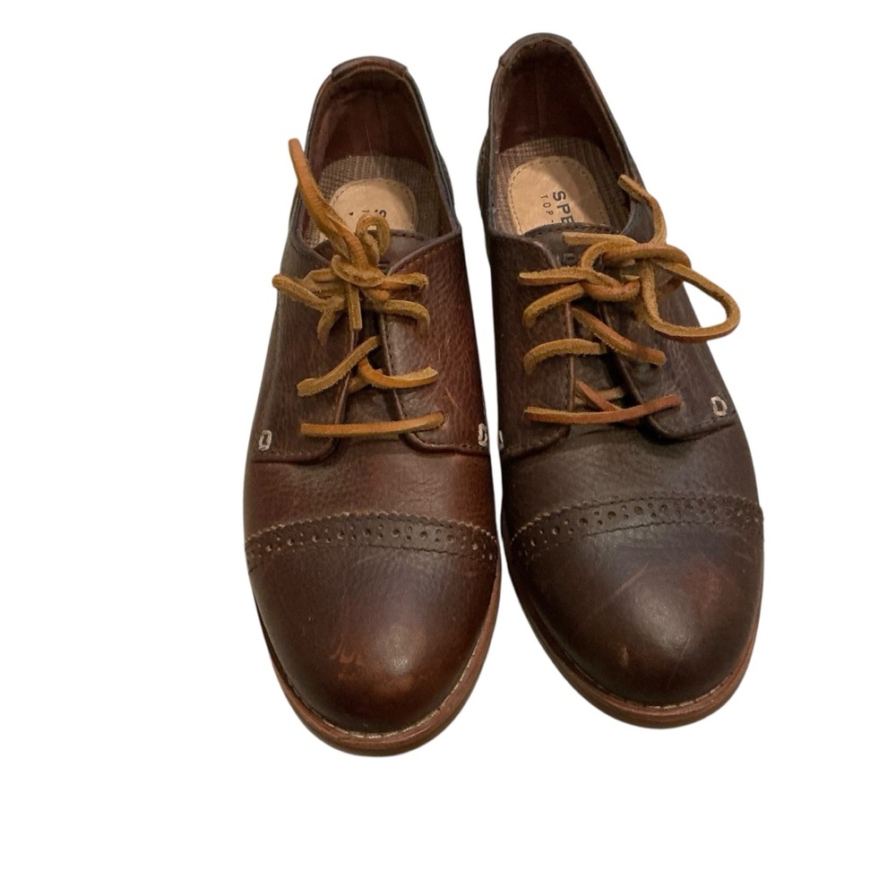 Sperry top-sider Bedford women’s brown leather derby shoes cap toe size 6.5